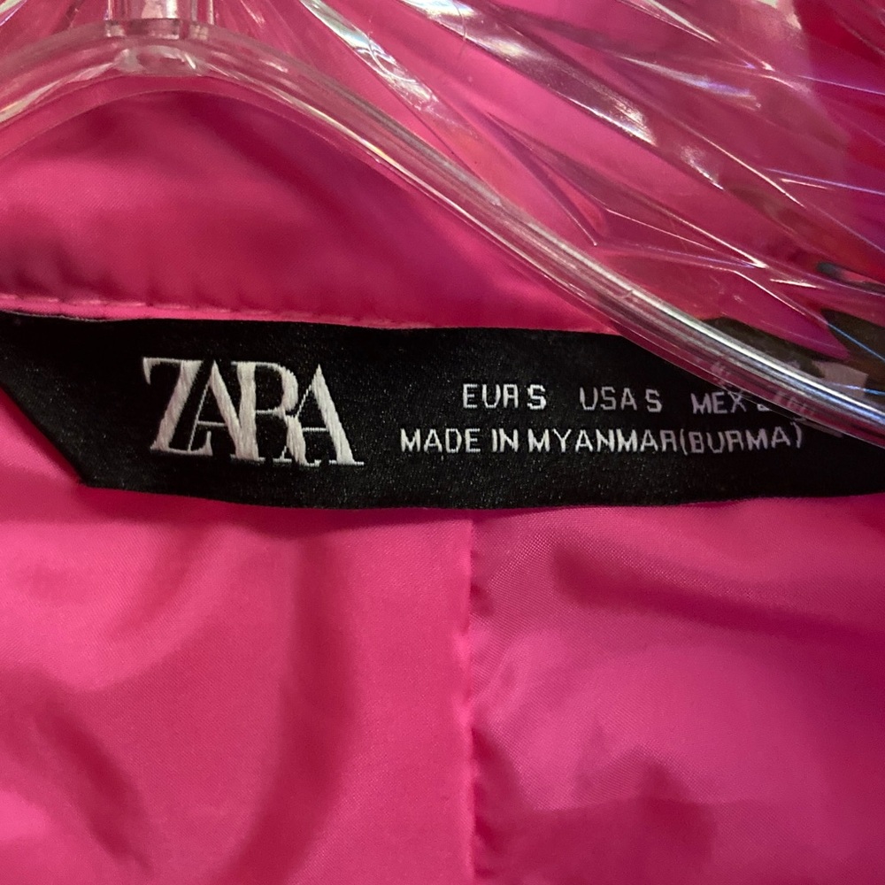 Zara Hot Pink Cropped Puffer Jacket - Picture 2 of 5